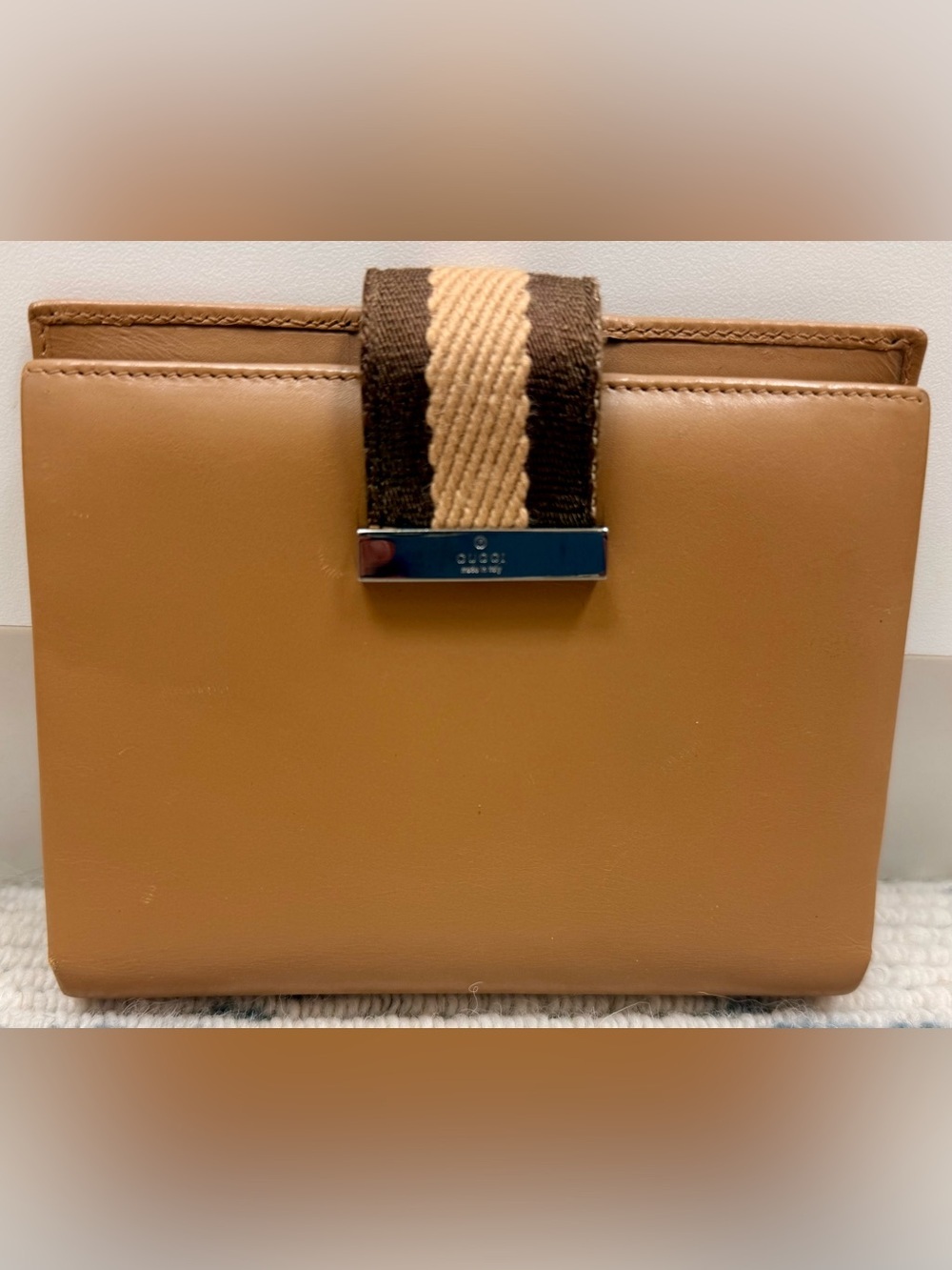 GUCCI Vintage Y2K Rare Unisex Camel Brown Leather 2-Way 6-Ring Agenda Planner